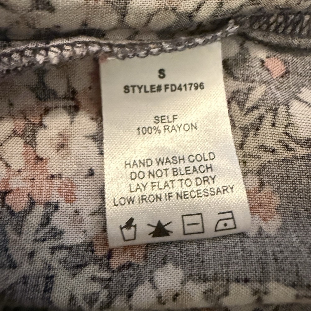 Bohme Floral Print 100% Rayon Long‎ Sleeve Button Down Boho Dress Small - Picture 10 of 10